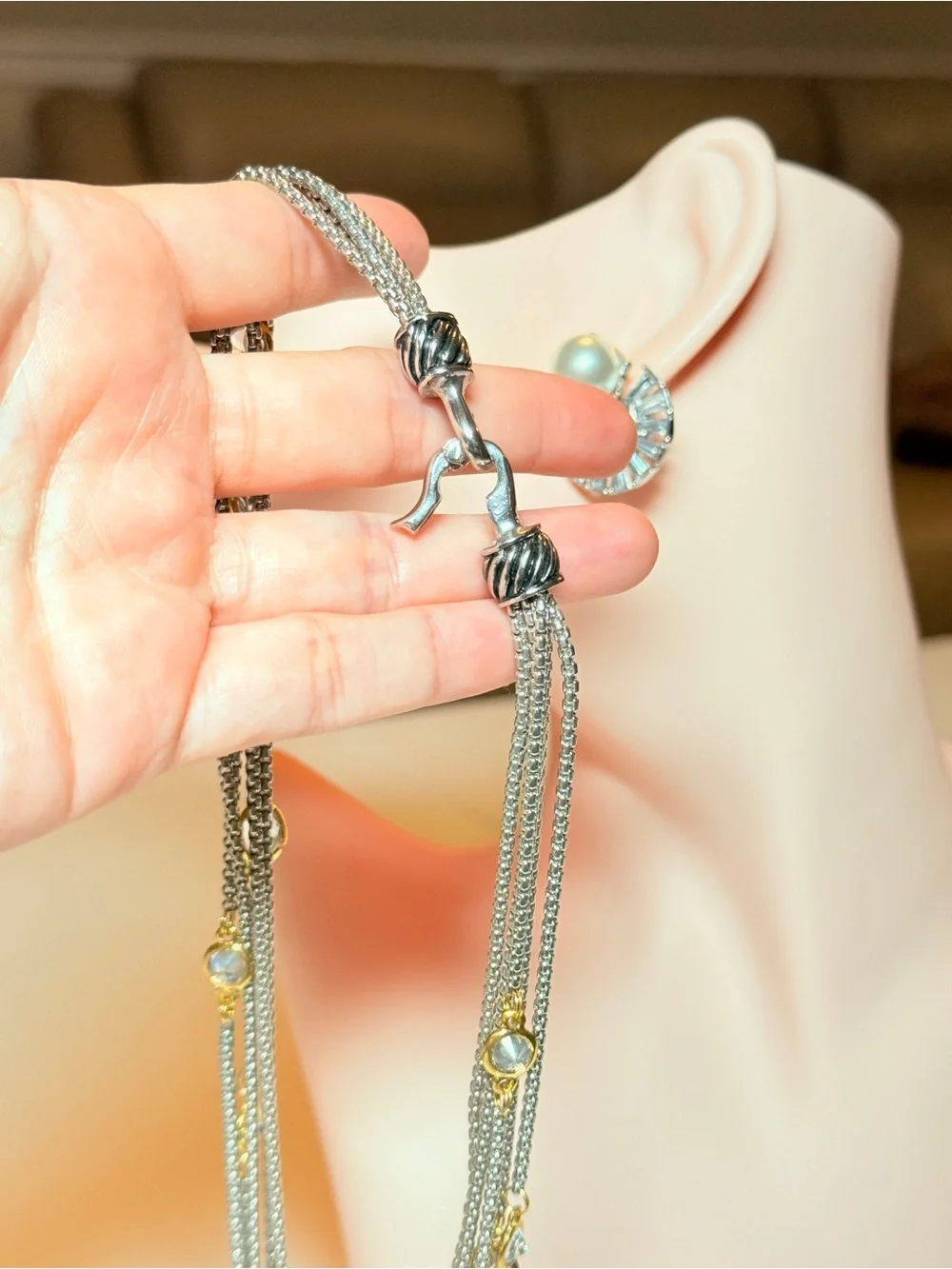 Italian Design 18Kt Gold Plated Silver and Gold Crystals Necklace